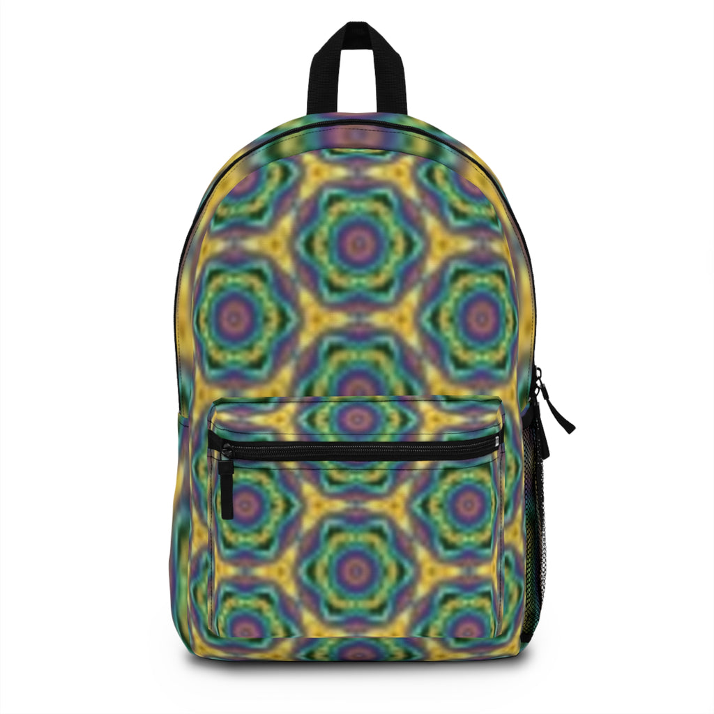 Kaleidoscope Pattern Backpack — Retro Psychedelic Boho Daypack