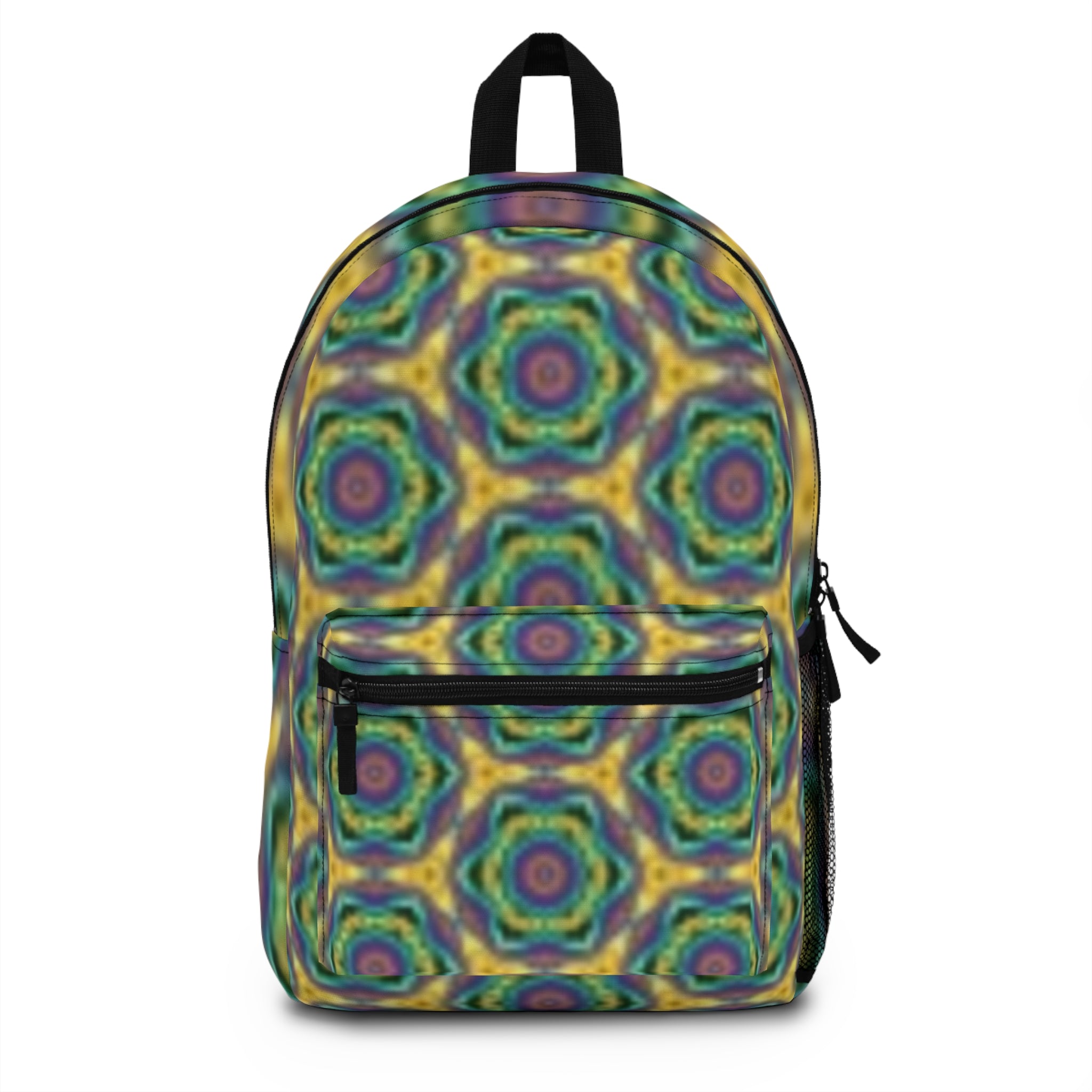 Kaleidoscope Pattern Backpack — Retro Psychedelic Boho Daypack