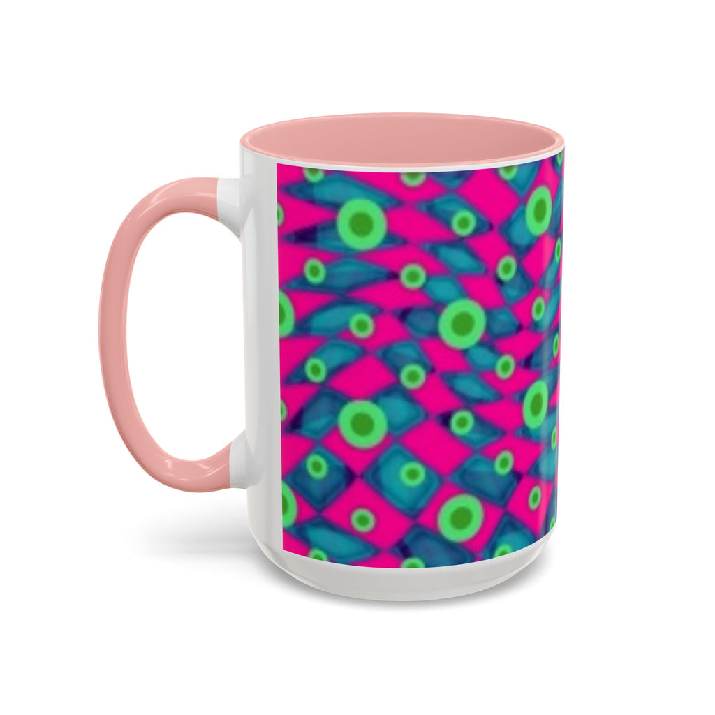 Abstract Neon Pattern Coffee Mug — Vibrant Retro Geometric Accent Mug (11/15oz)