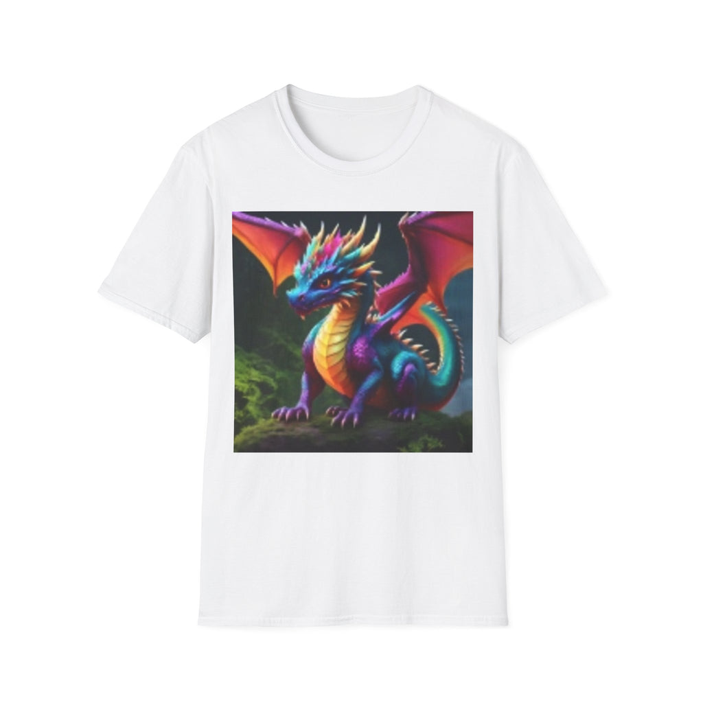 Colorful Fantasy Dragon T-Shirt — Vibrant Rainbow Baby Dragon Graphic Tee