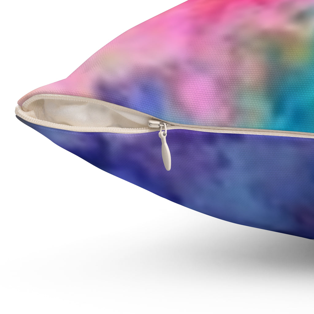 Watercolor Abstract Throw Pillow — Vibrant Pink Blue Decorative Cushion