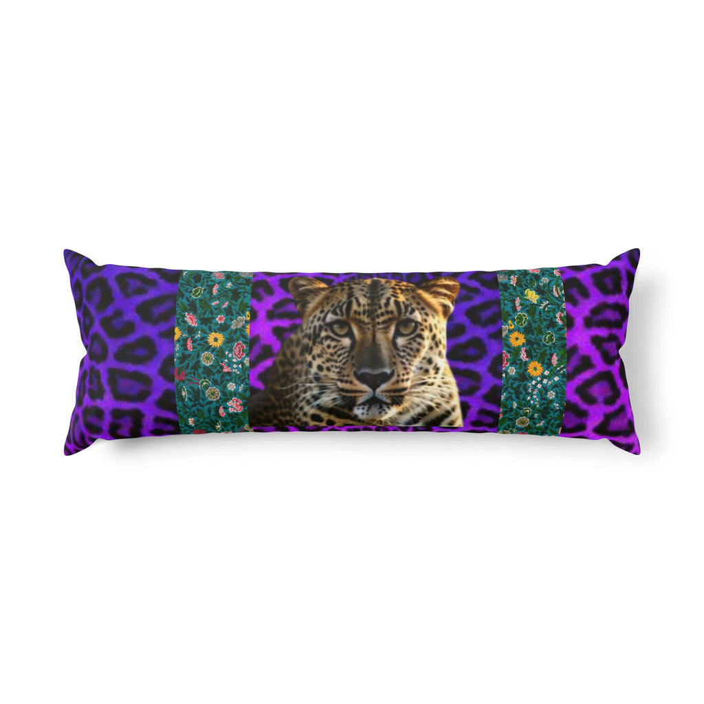 Leopard Luxe Body Pillow — Bold Purple Animal Print Accent Pillow