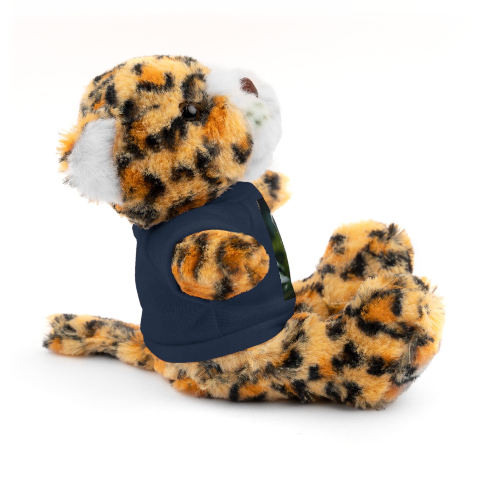 Plush Teddy Bear with Leopard Cub Tee — Cute Animal Gift for Kids & Wildlife Lovers