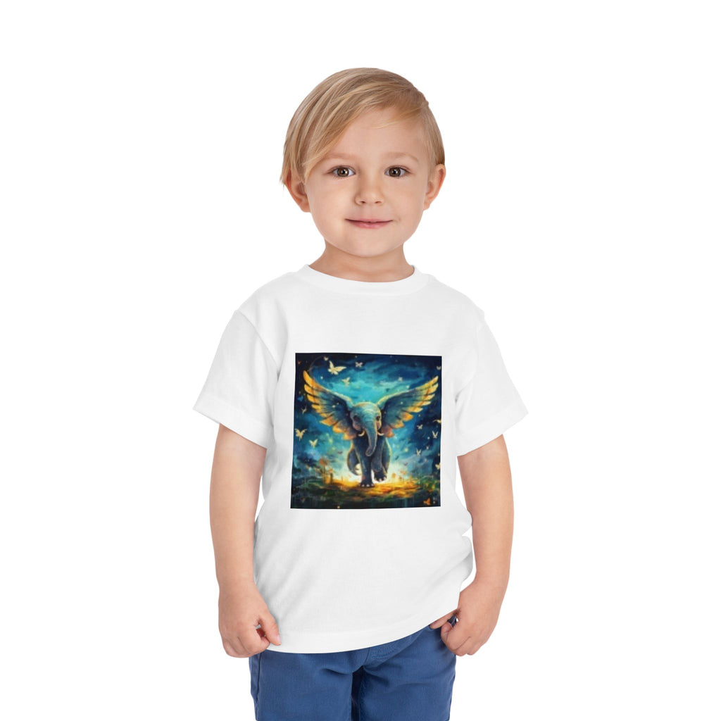 Toddler Tee — Angelic Flying Elephant Graphic Kids Shirt
