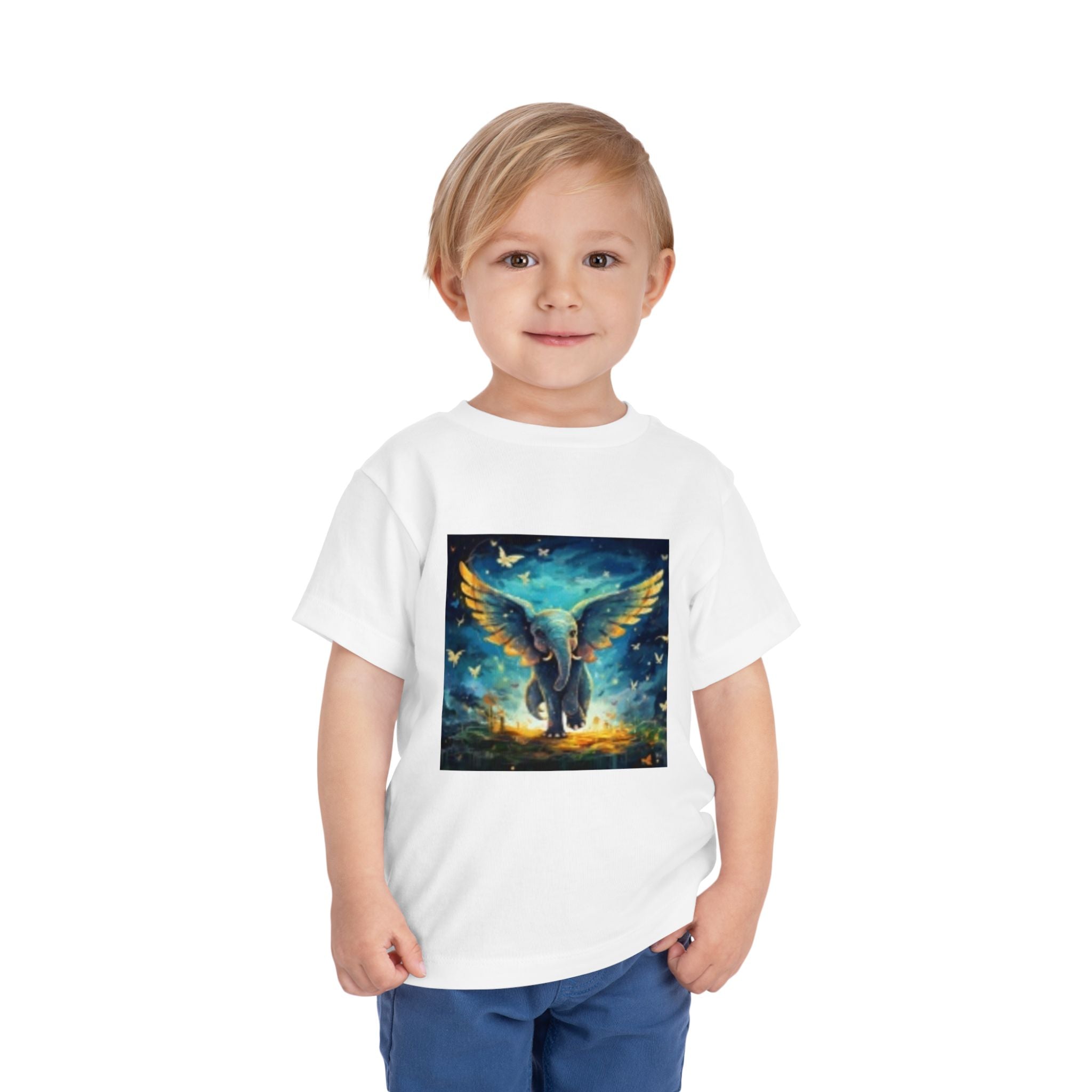 Toddler Tee — Angelic Flying Elephant Graphic Kids Shirt