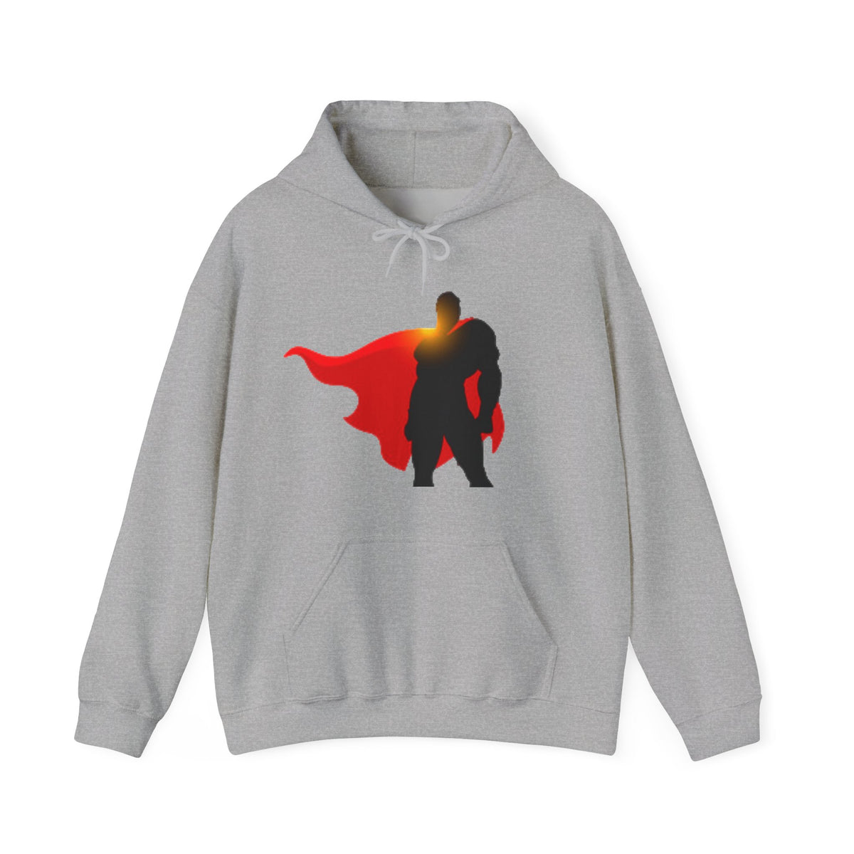 Superhero Silhouette Hoodie — Red Cape Graphic Pullover