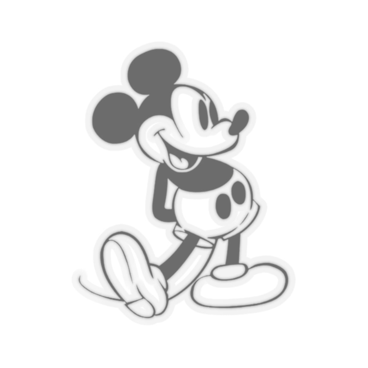 Vintage Cartoon Mouse Sticker — Retro Black & White Kiss-Cut Decal for Laptops, Water Bottles, and Scrapbooks