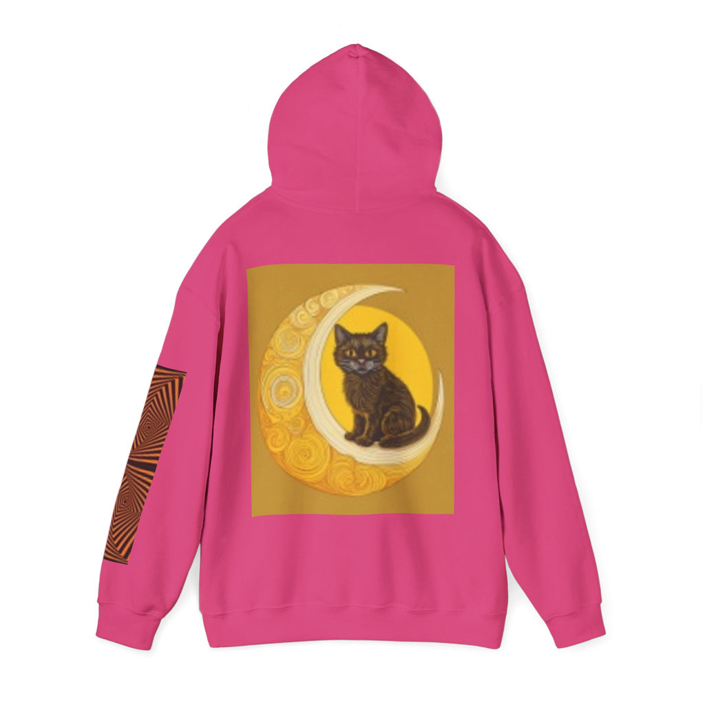 Moon Cat Hoodie — Black Cat Sitting on Crescent Moon Graphic Sweatshirt