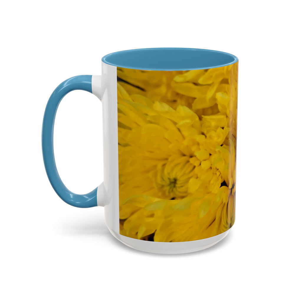 Yellow Chrysanthemum Accent Coffee Mug — Floral 11/15oz Tea Cup