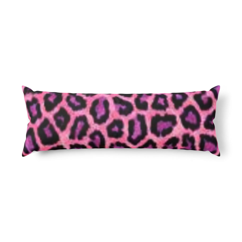 Decorative Body Pillow — Floral Damask & Pink Leopard Accent Lumbar Pillow