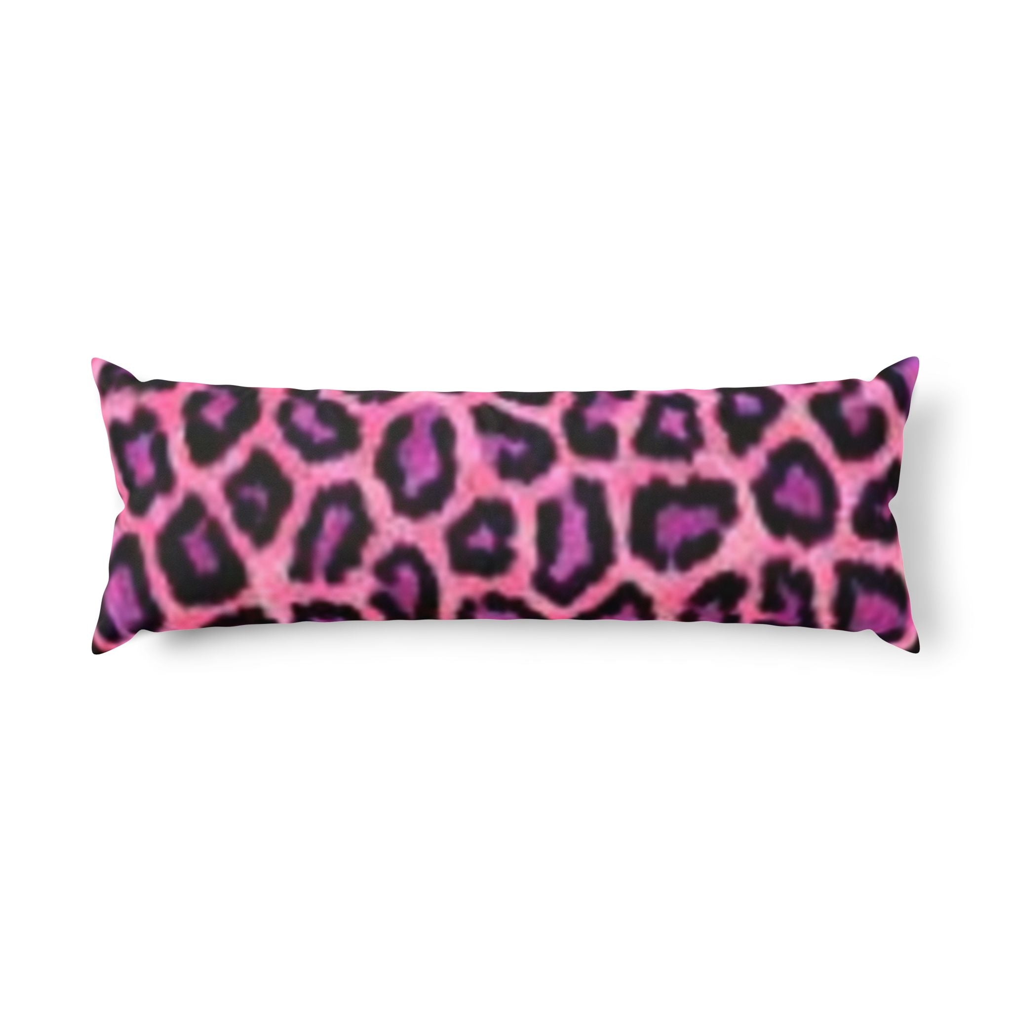 Decorative Body Pillow — Floral Damask & Pink Leopard Accent Lumbar Pillow