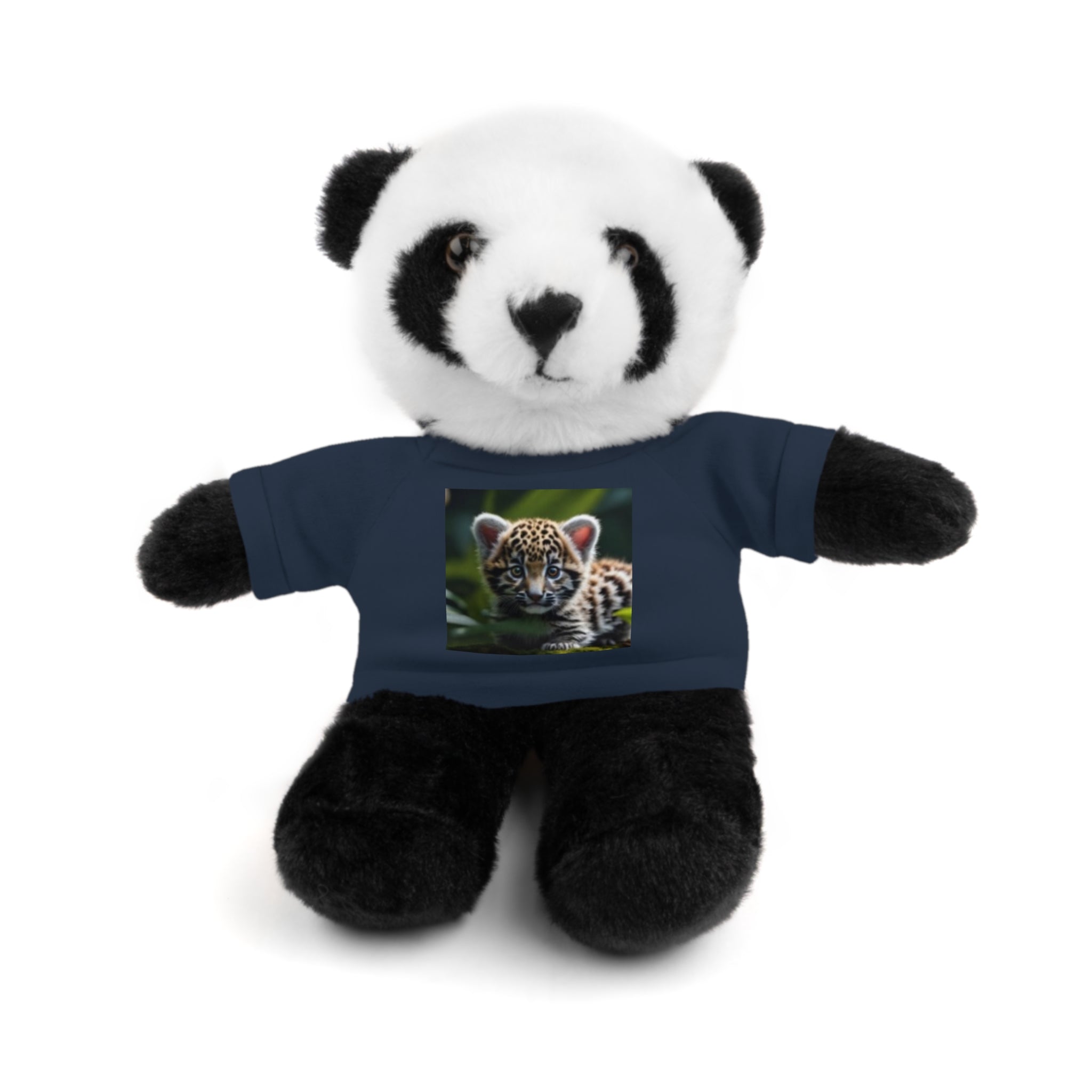 Plush Teddy Bear with Leopard Cub Tee — Cute Animal Gift for Kids & Wildlife Lovers