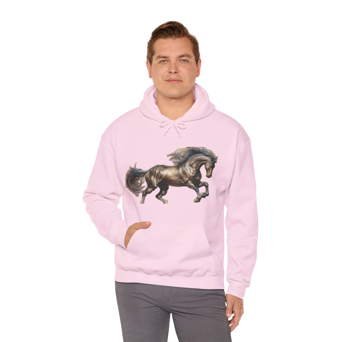 Galloping Stallion Hoodie – Realistic Bronze Horse Print