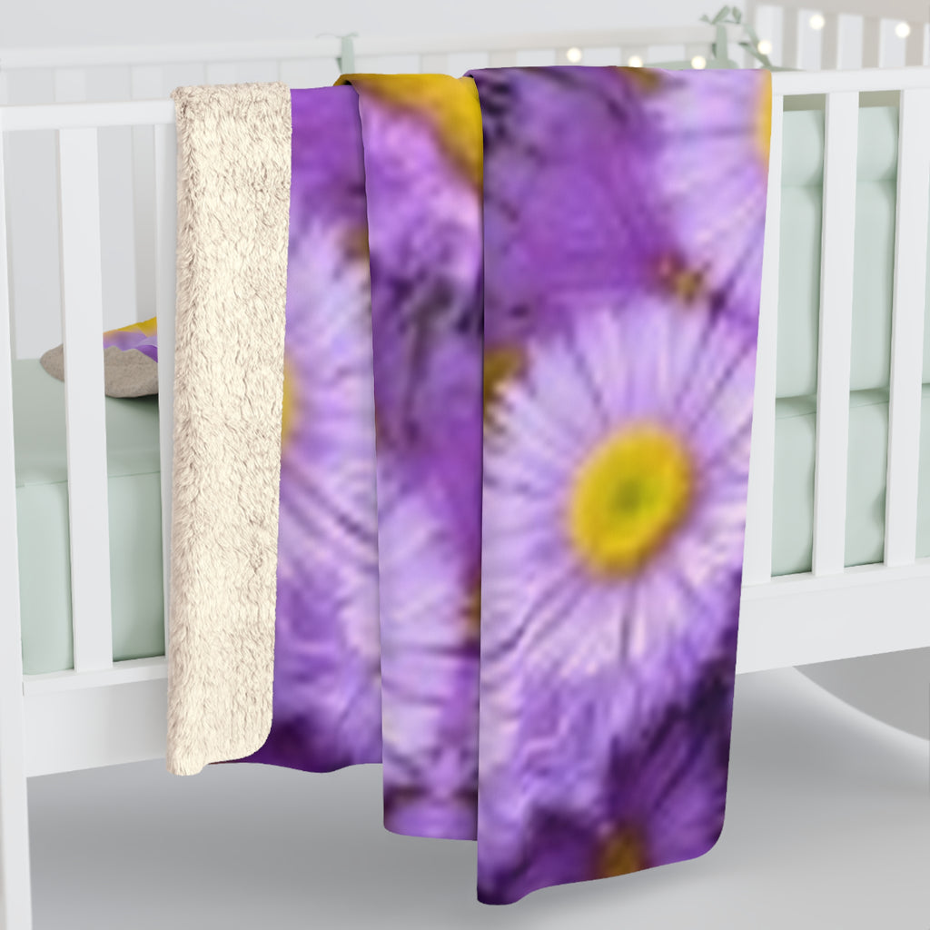 Purple Daisy Kaleidoscope Sherpa Blanket