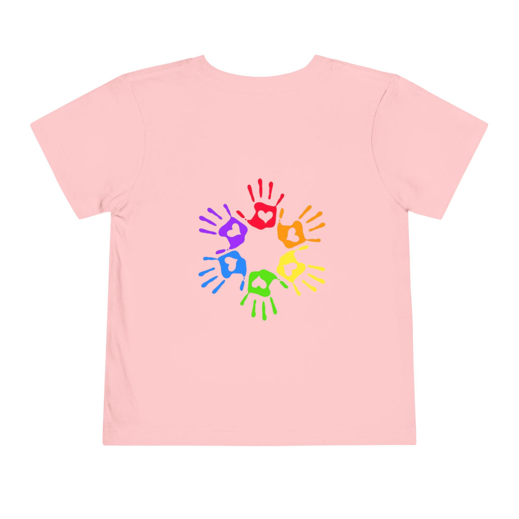 LOVE Floral Toddler T-shirt — Colorful Heart Handprint Kids Shirt