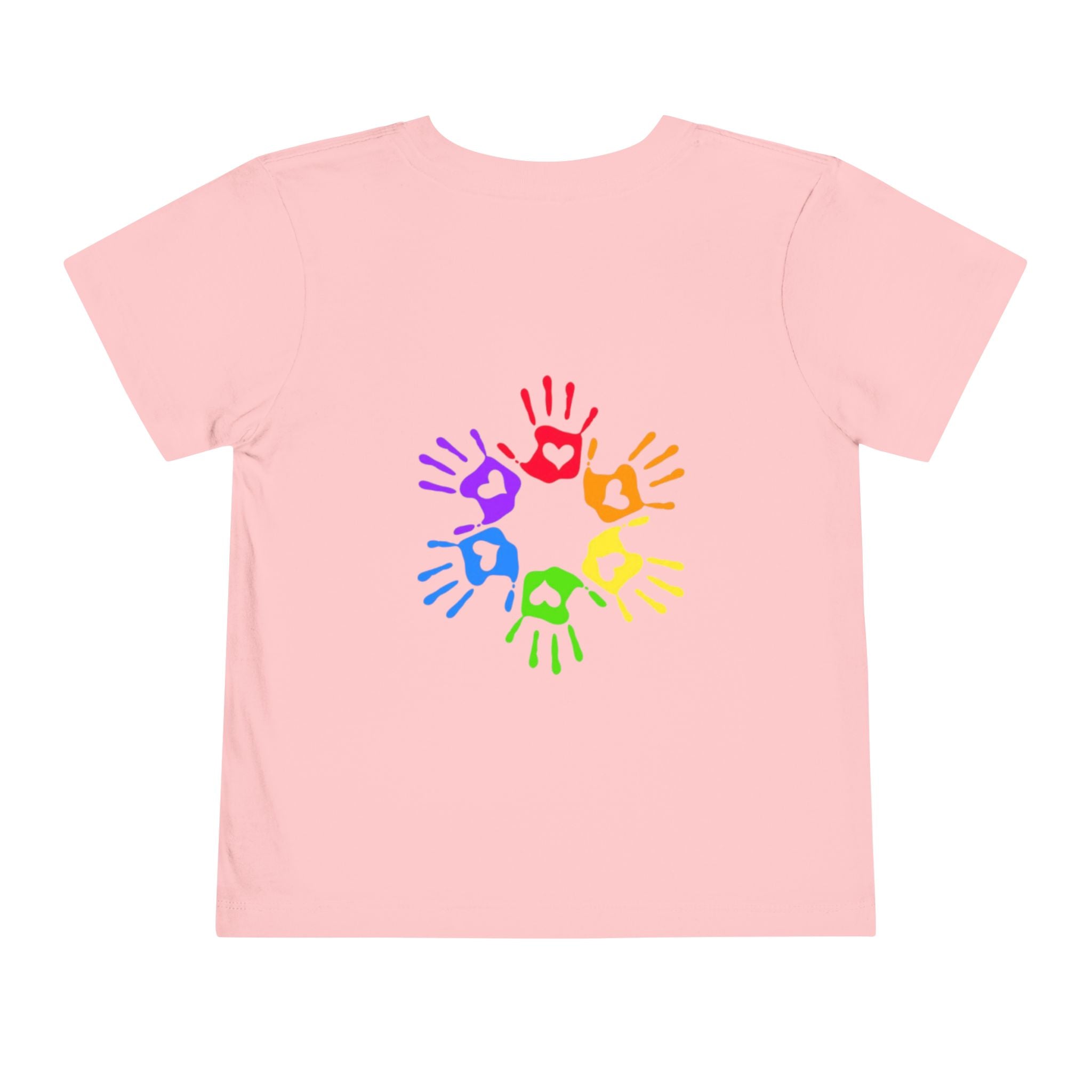 LOVE Floral Toddler T-shirt — Colorful Heart Handprint Kids Shirt