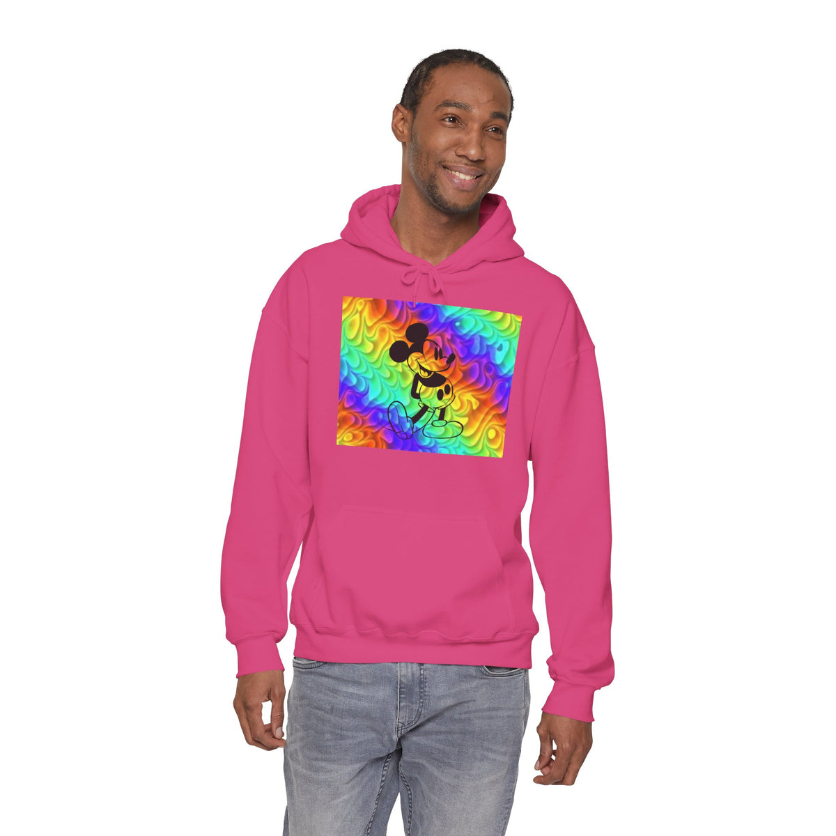 Mickey Mouse Rainbow Colors Unisex Heavy Blend Hooded Sweatshirt Warm & Cozy