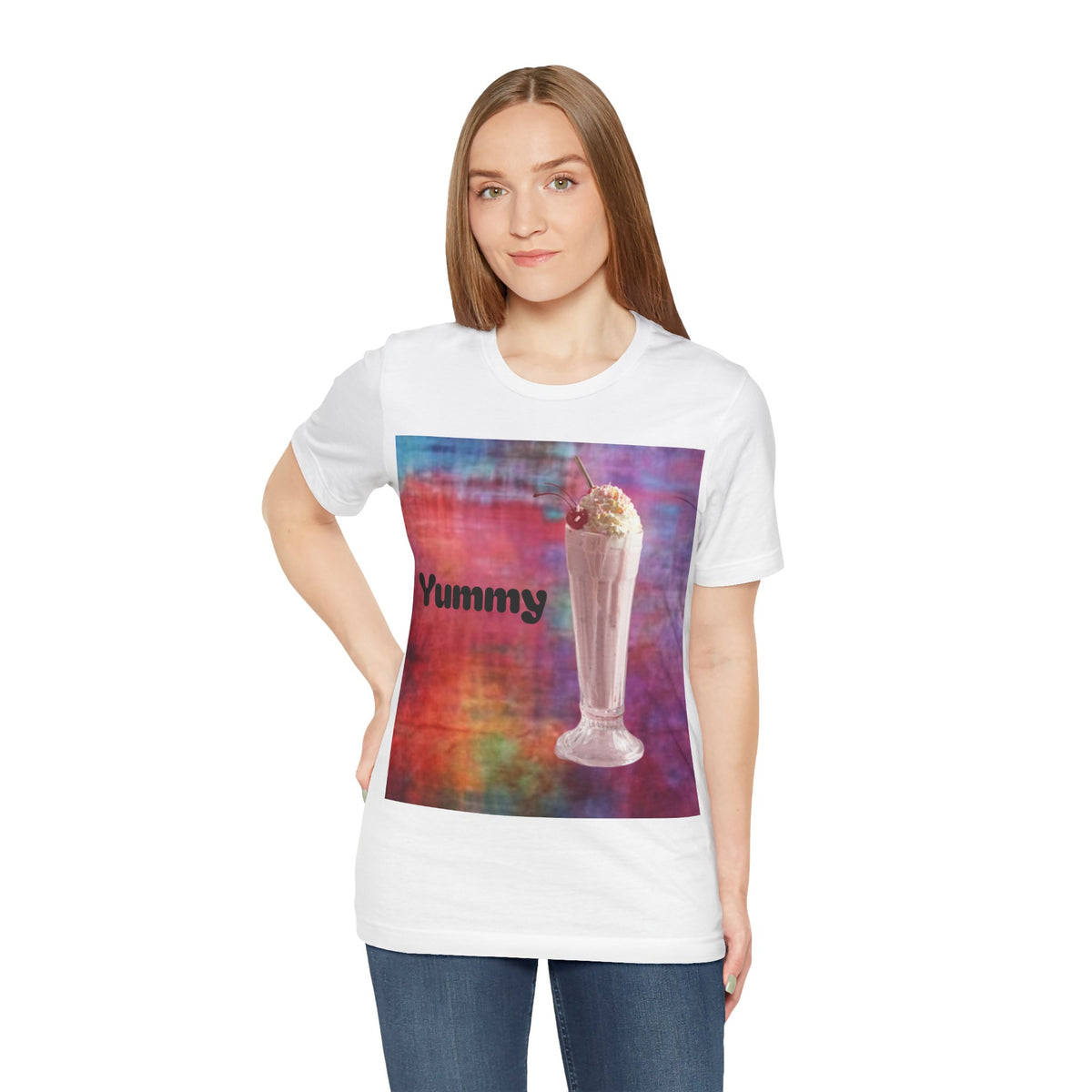 Yummy Strawberry Milkshake Tee - Retro Colorful Ice Cream Soda Graphic T-Shirt
