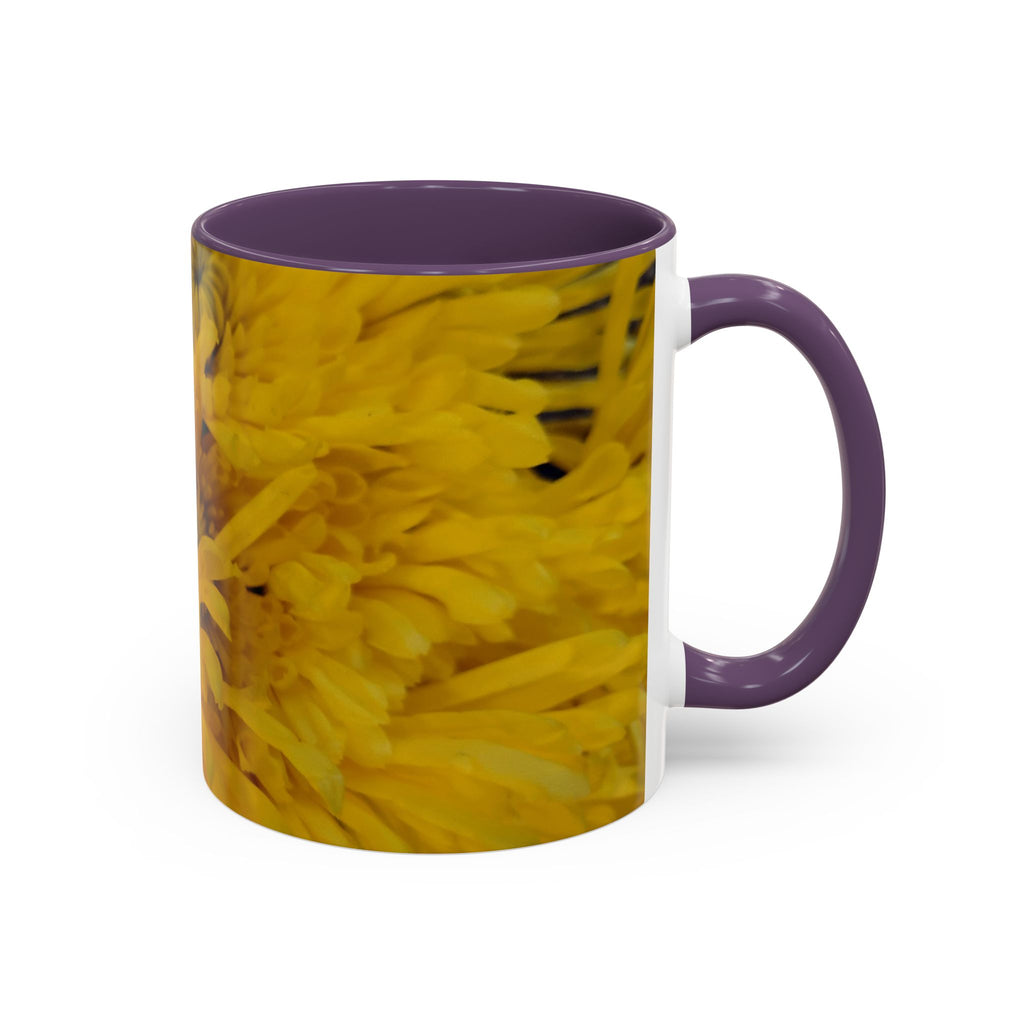 Yellow Chrysanthemum Accent Coffee Mug — Floral 11/15oz Tea Cup