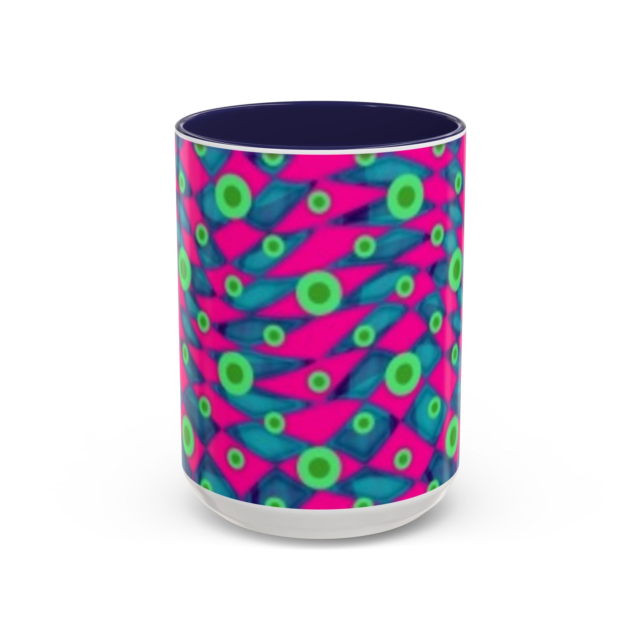 Abstract Neon Pattern Coffee Mug — Vibrant Retro Geometric Accent Mug (11/15oz)