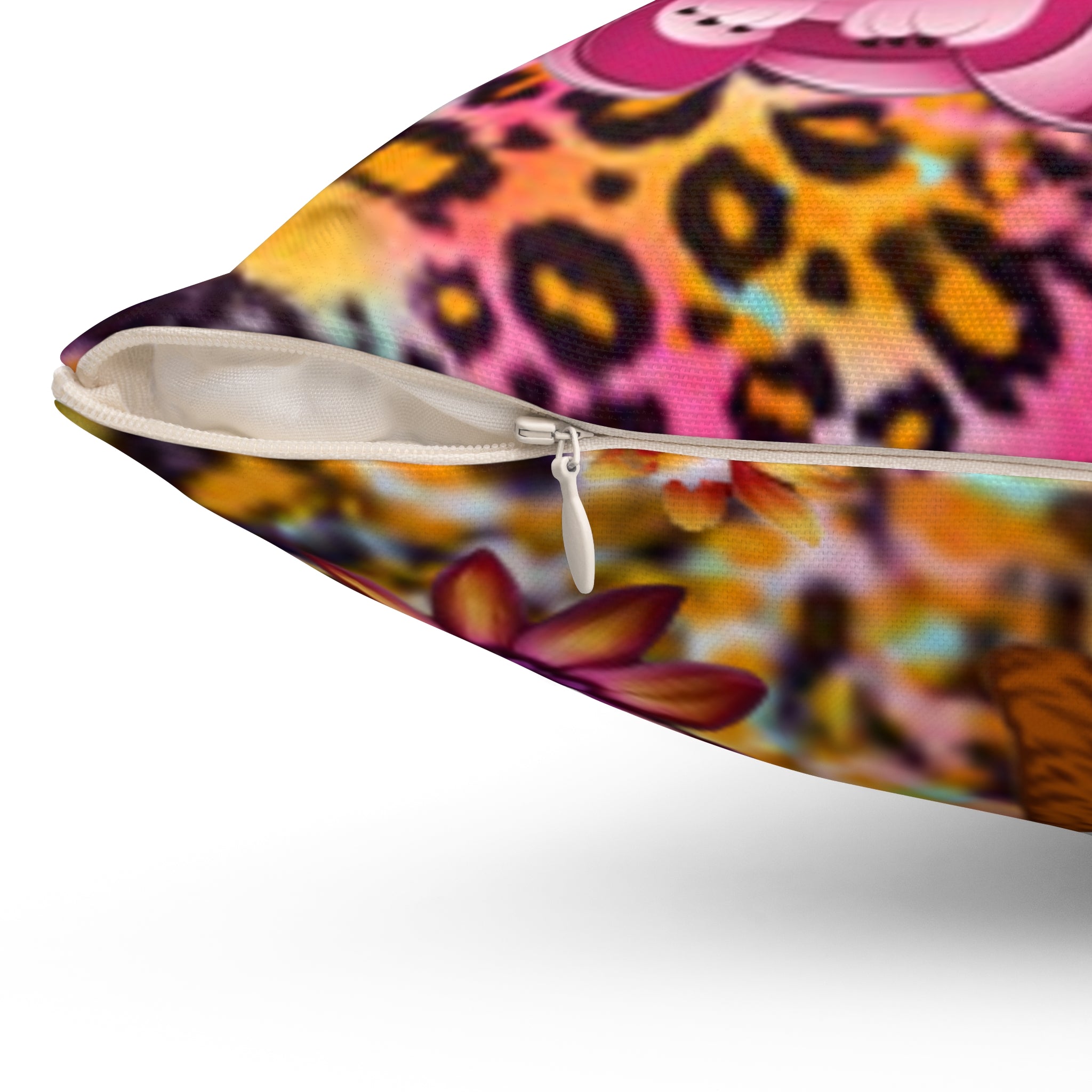 Chestire Cat Colorful Leopard Print Throw Pillow — Vibrant Animal Print Decorative Pillow