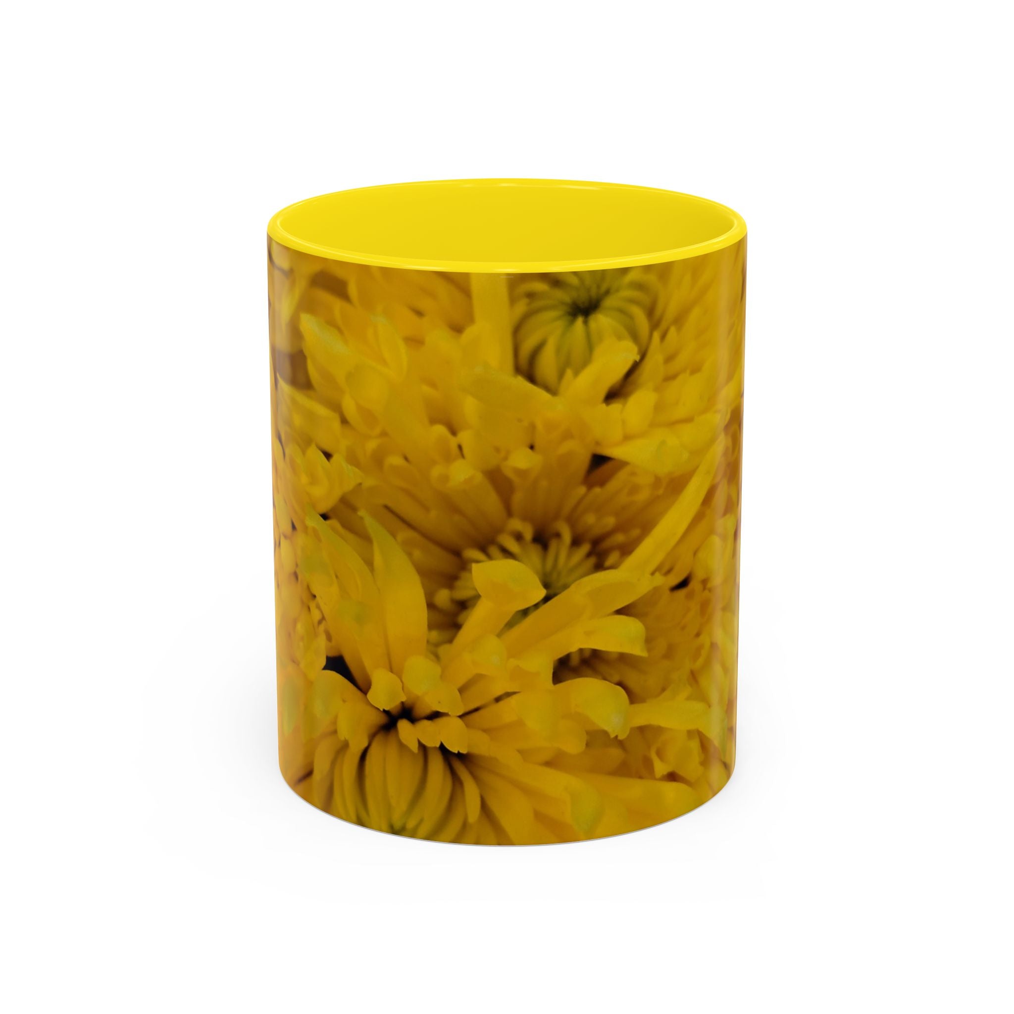 Mug à café motif chrysanthème jaune — Tasse à thé florale 11/15oz