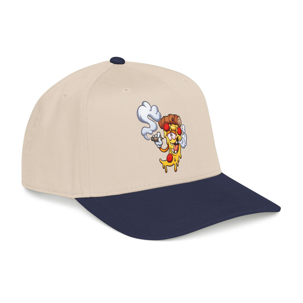 Pizza Slice Cartoon Cap — Retro Stoner Pizza Embroidered Baseball Hat