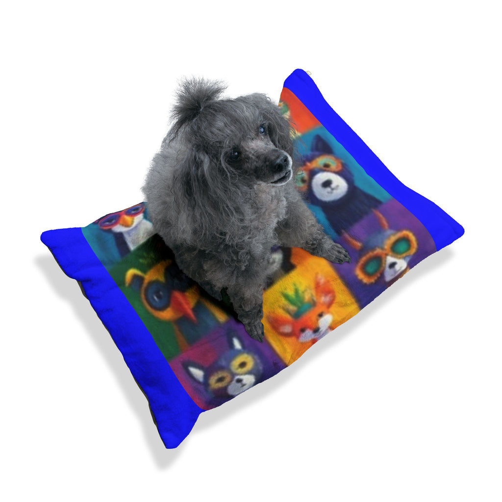Colorful Masked Animal Patchwork Pet Bed