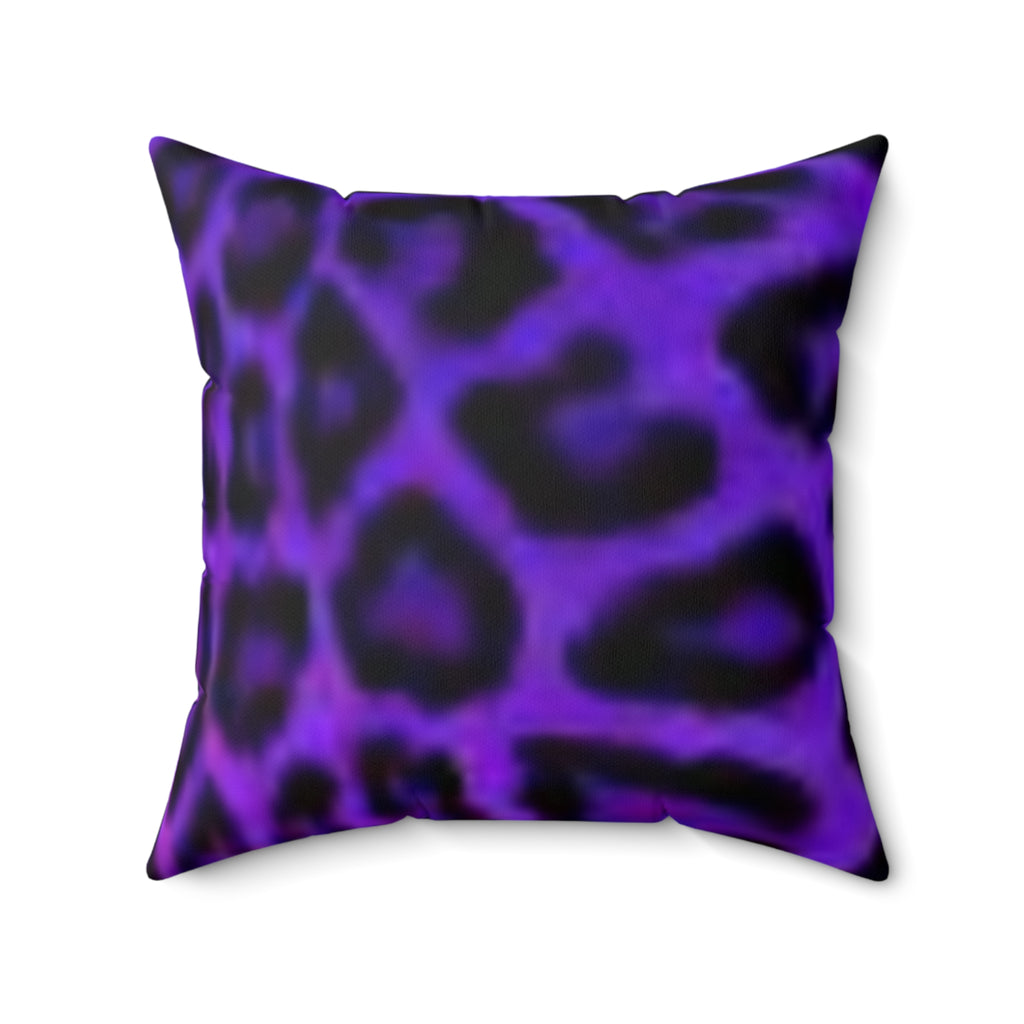 Leopard Face Faux Suede Pillow — Purple Animal Print Accent Cushion