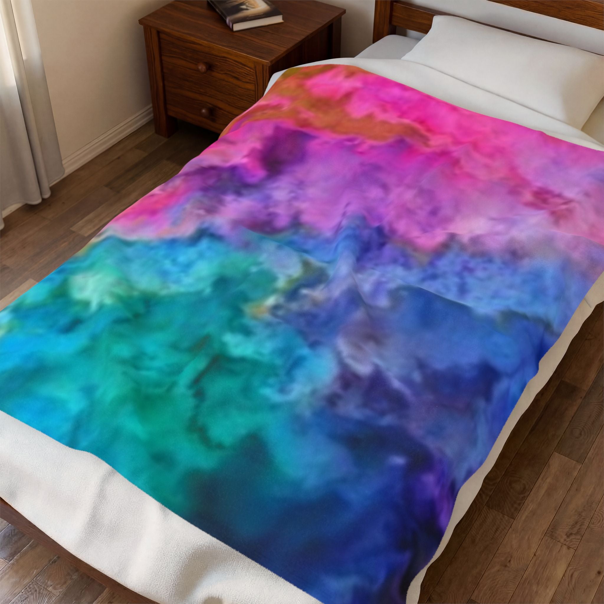 Colorful Watercolor Velveteen Plush Blanket