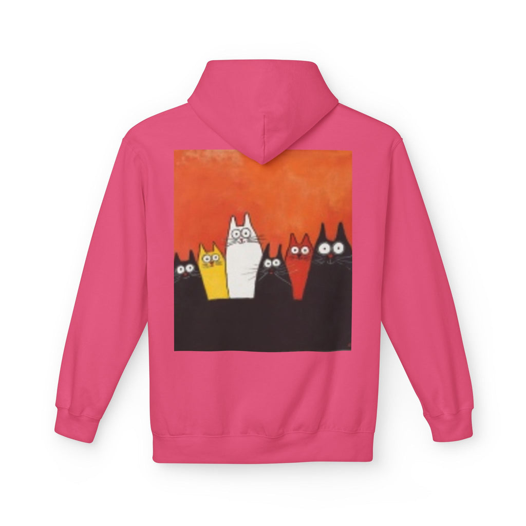 Women's Cute Cat Trio Hoodie – Whimsical Orange & Black Cat Graphic Pullover