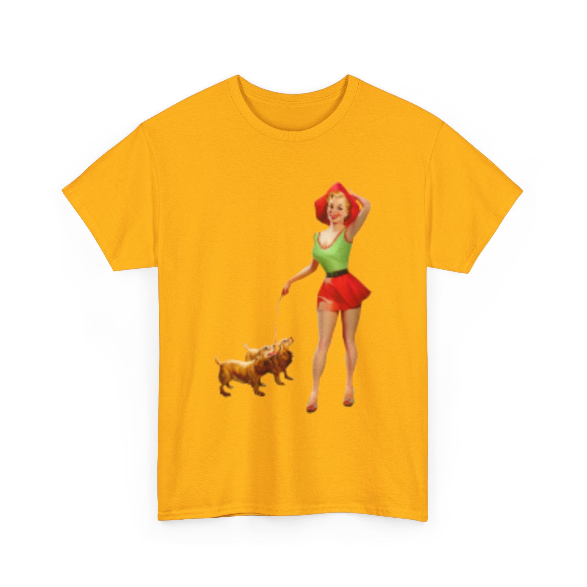 Pin-Up Girl with Terrier & Fast Car Graphic T-shirt — Retro 1950's Vintage Style T-Shirt