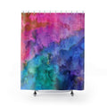 Abstract Watercolor Shower Curtain — Vibrant Pink Blue Ombre Bathroom Decor