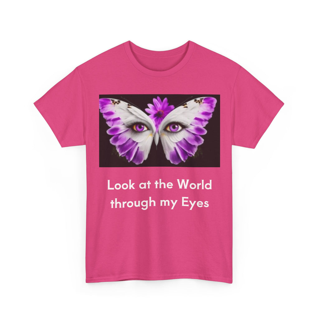 Butterfly Eye Graphic Tee — Purple Floral Wing Design