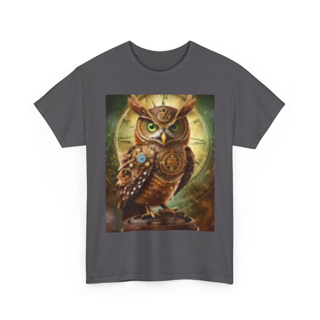 Steampunk Owl Graphic Tee — Vintage Mechanical Owl T-Shirt