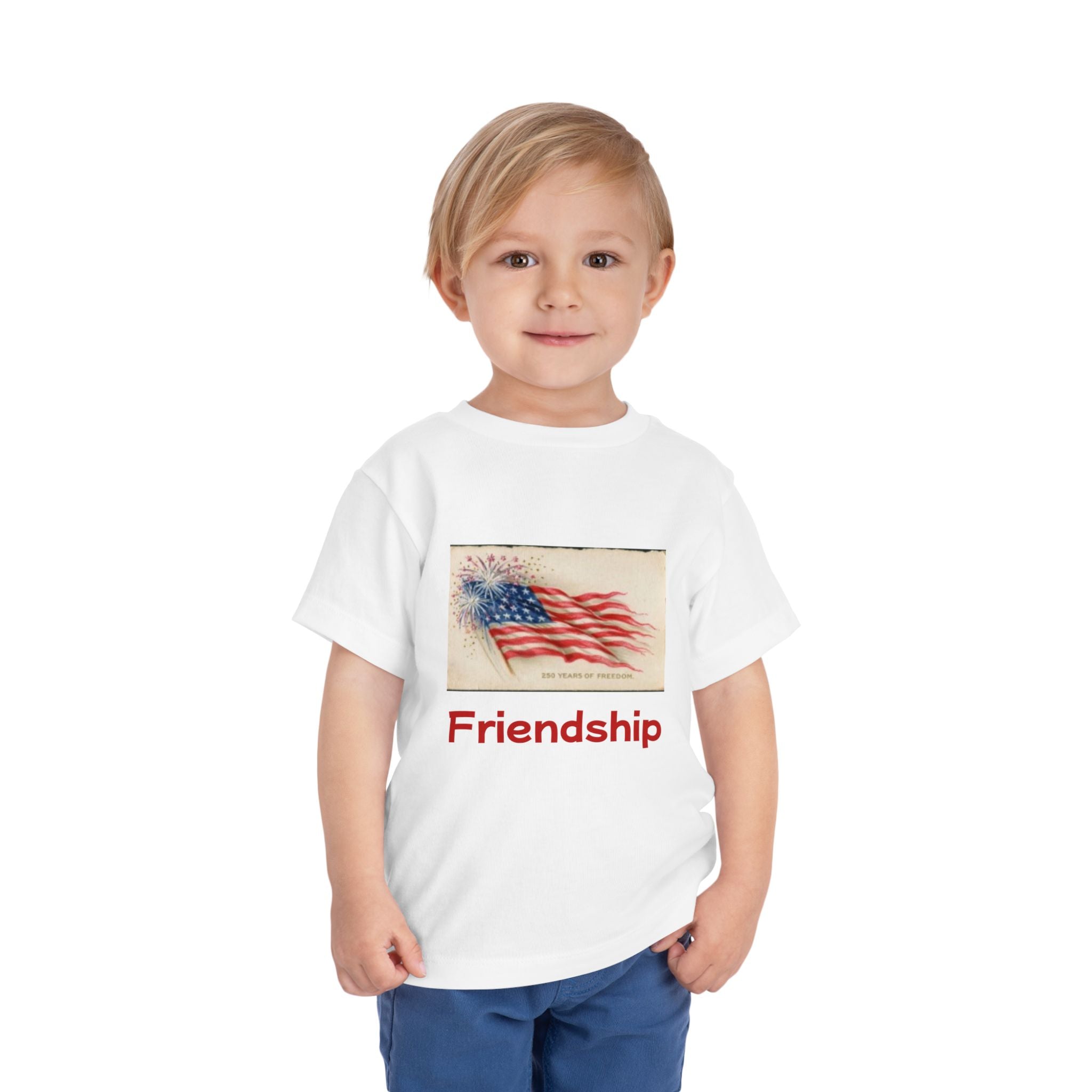 Toddler Short Sleeve T-shirt USA Flag & Cartoon Dogs