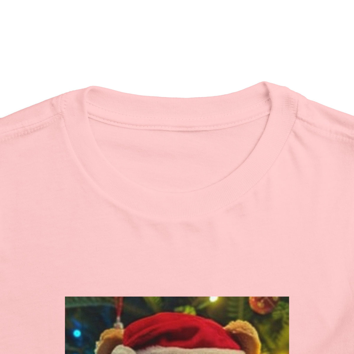Toddler Tee — Christmas Teddy Bear with Santa Hat Holiday Shirt