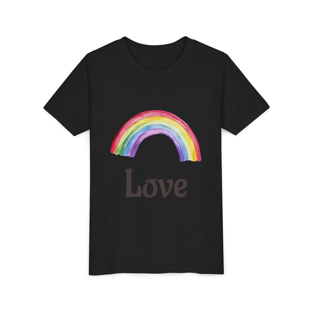 Youth T-shirt — Watercolor Rainbow & Paint Stroke American Flag Kids Shirt