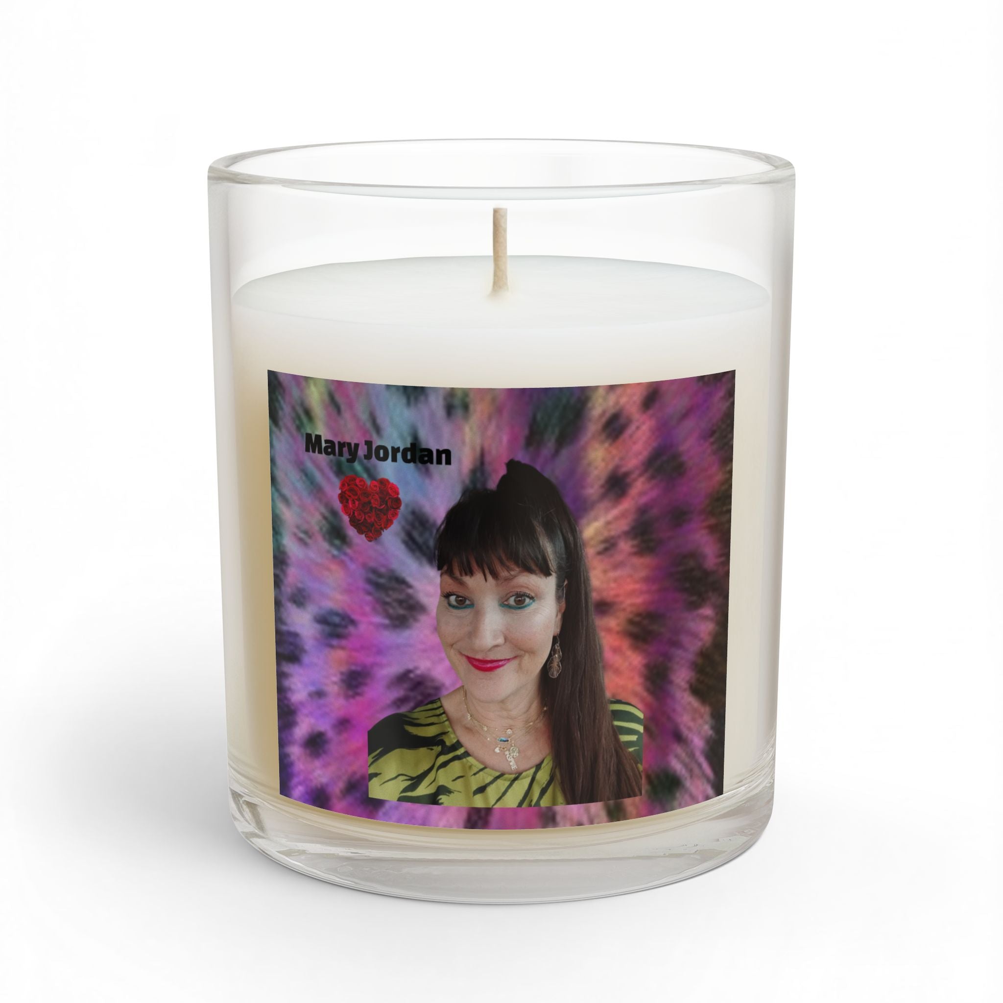 Mary Jordan  Glass Candle — Personalized Scented 11oz Candle with 'Mary Jordan' Design