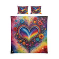 Rainbow Heart Cotton Bed Set – Vibrant Floral Bedding for Kids & Teens