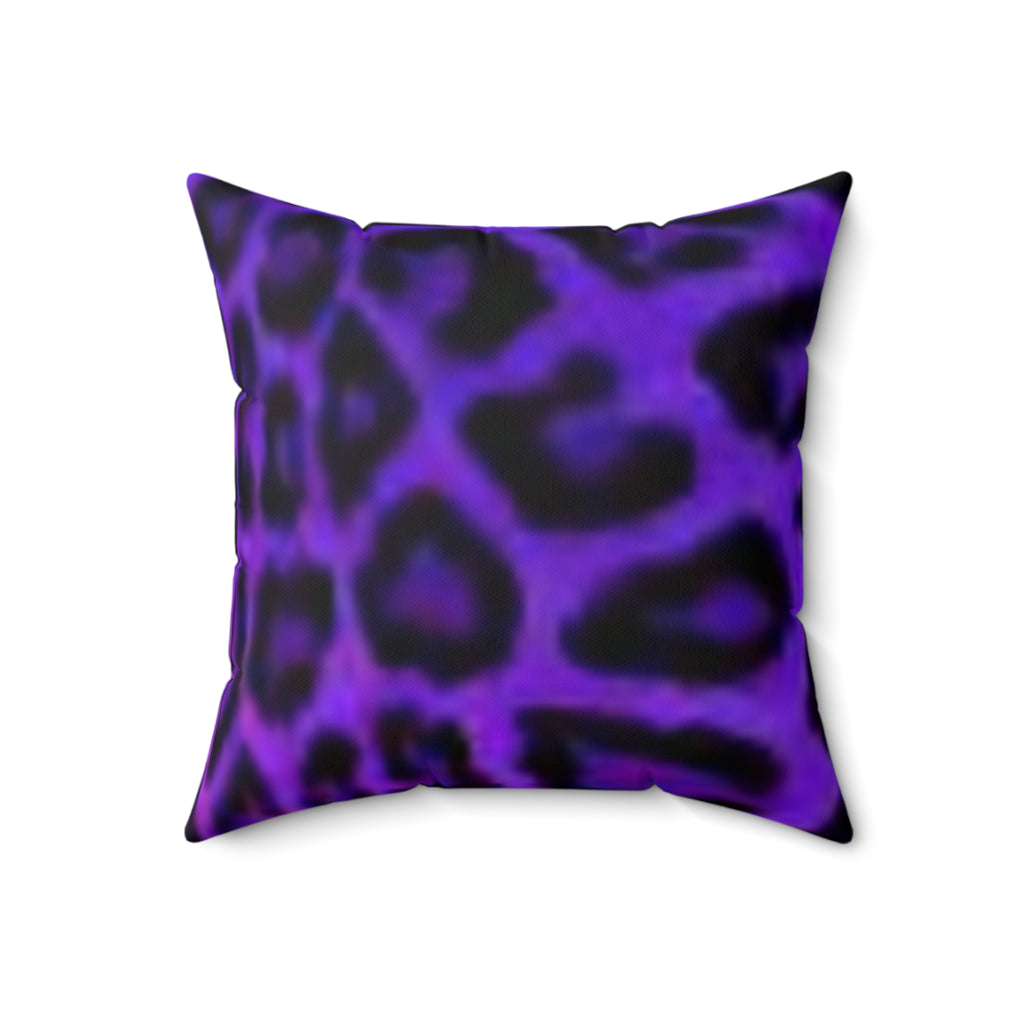Leopard Face Faux Suede Pillow — Purple Animal Print Accent Cushion