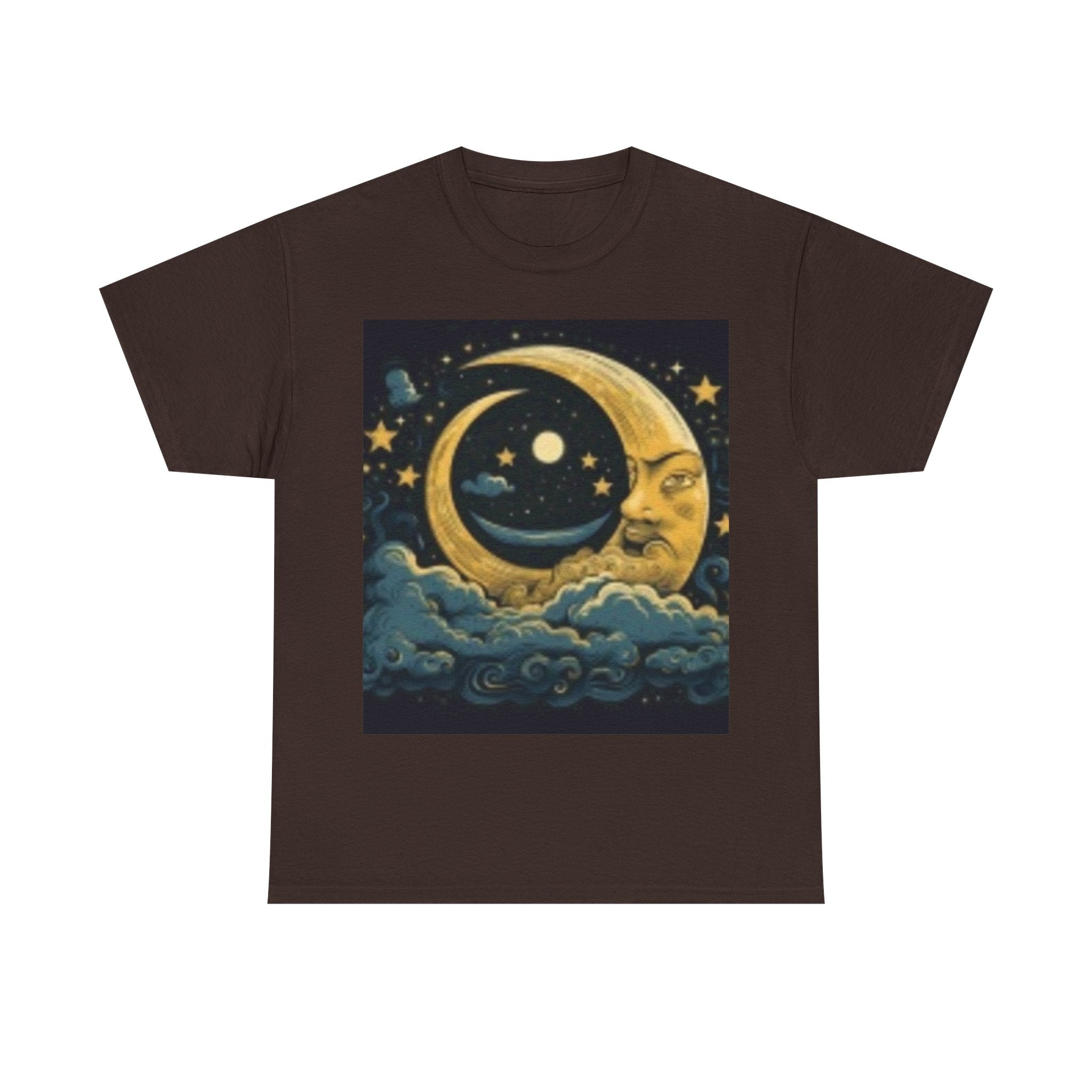 Celestial Moon Face Tee — Vintage Night Sky Graphic T-Shirt
