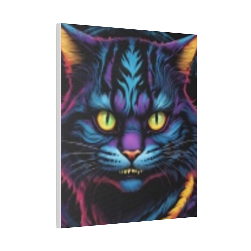 Neon Cat Canvas Print — Vibrant Neon-Fur Feline Wall Art