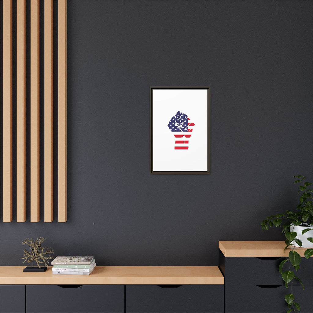 Framed Canvas Print – American Flag Fist Wall Art