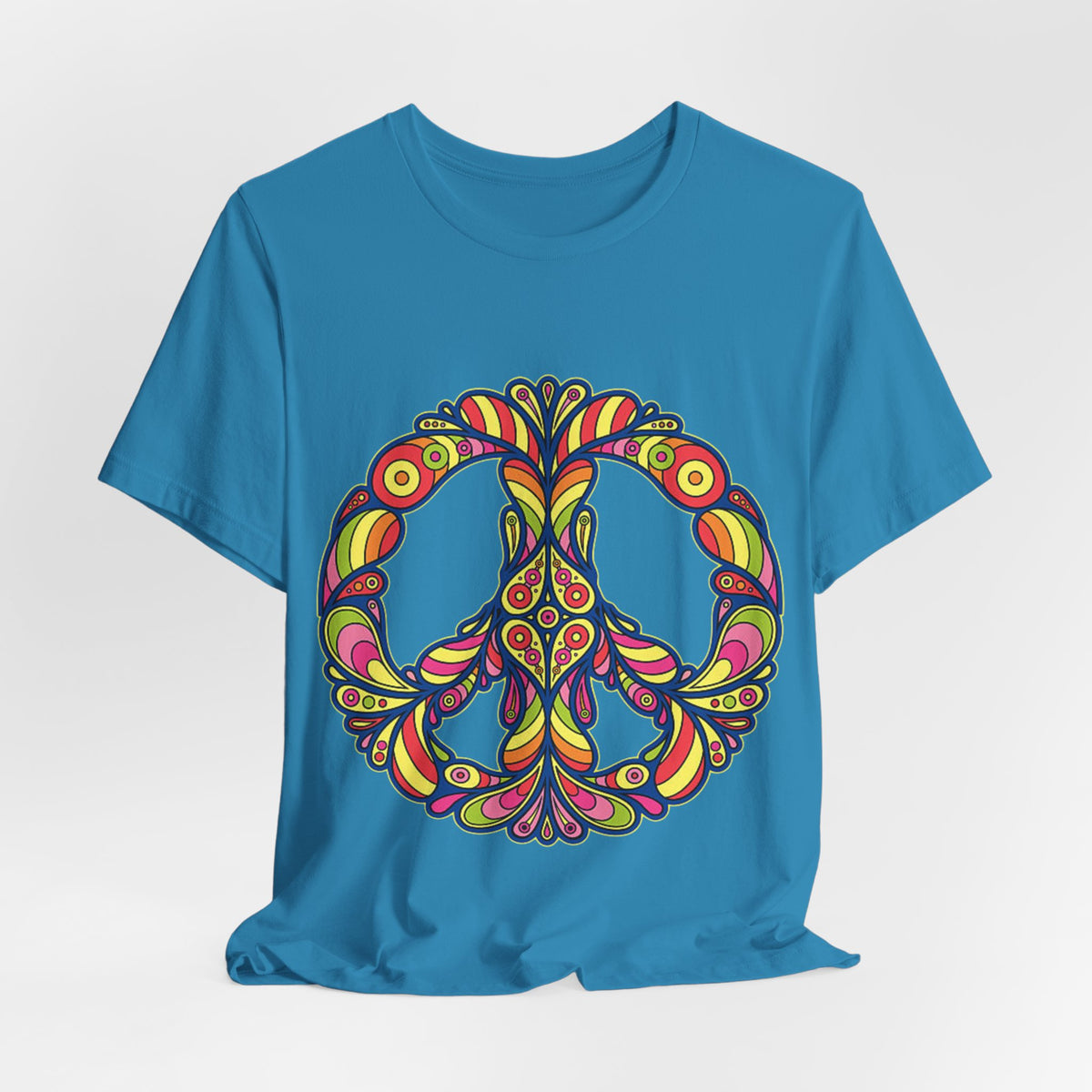 Psychedelic Floral Peace Sign T-Shirt World Peace