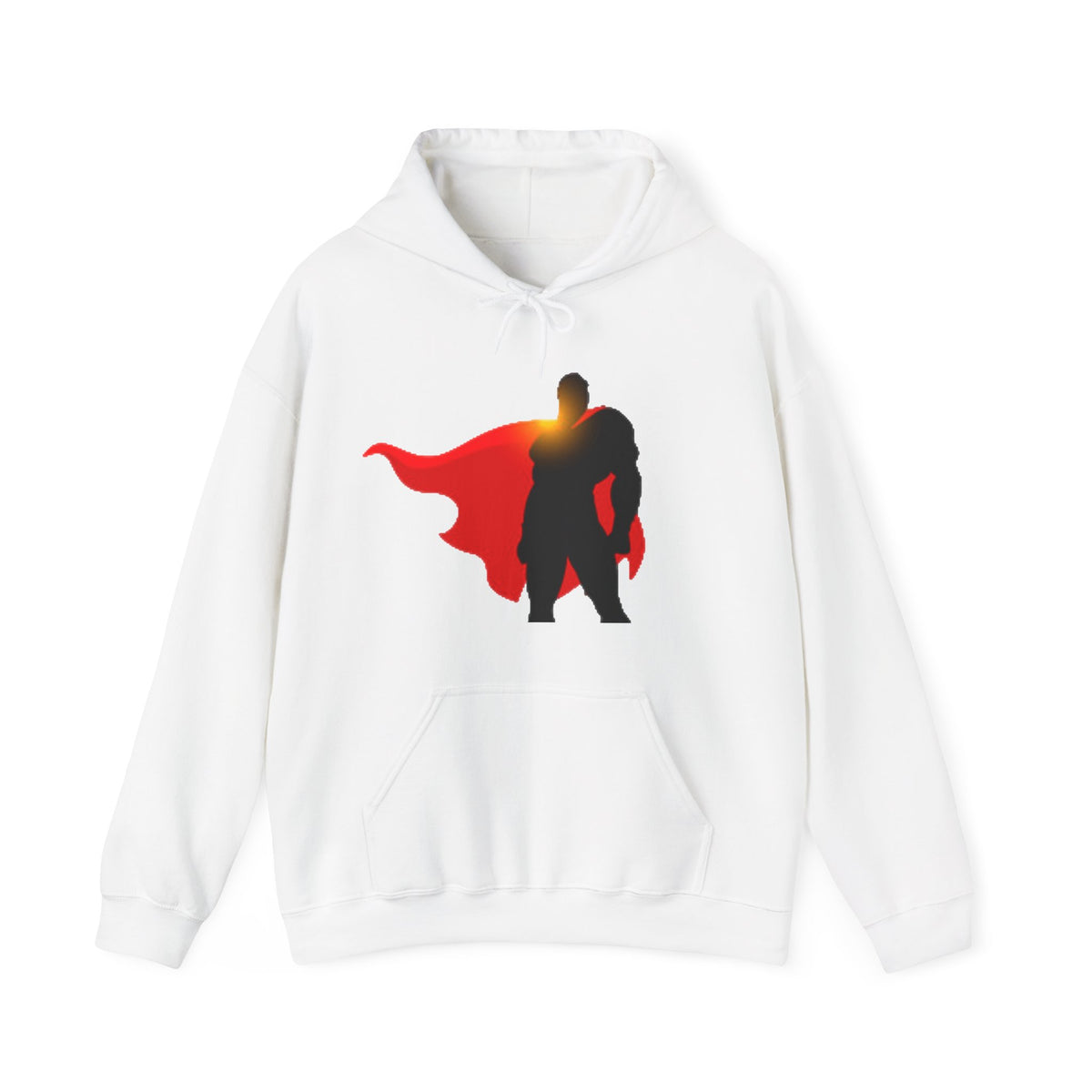 Superhero Silhouette Hoodie — Red Cape Graphic Pullover
