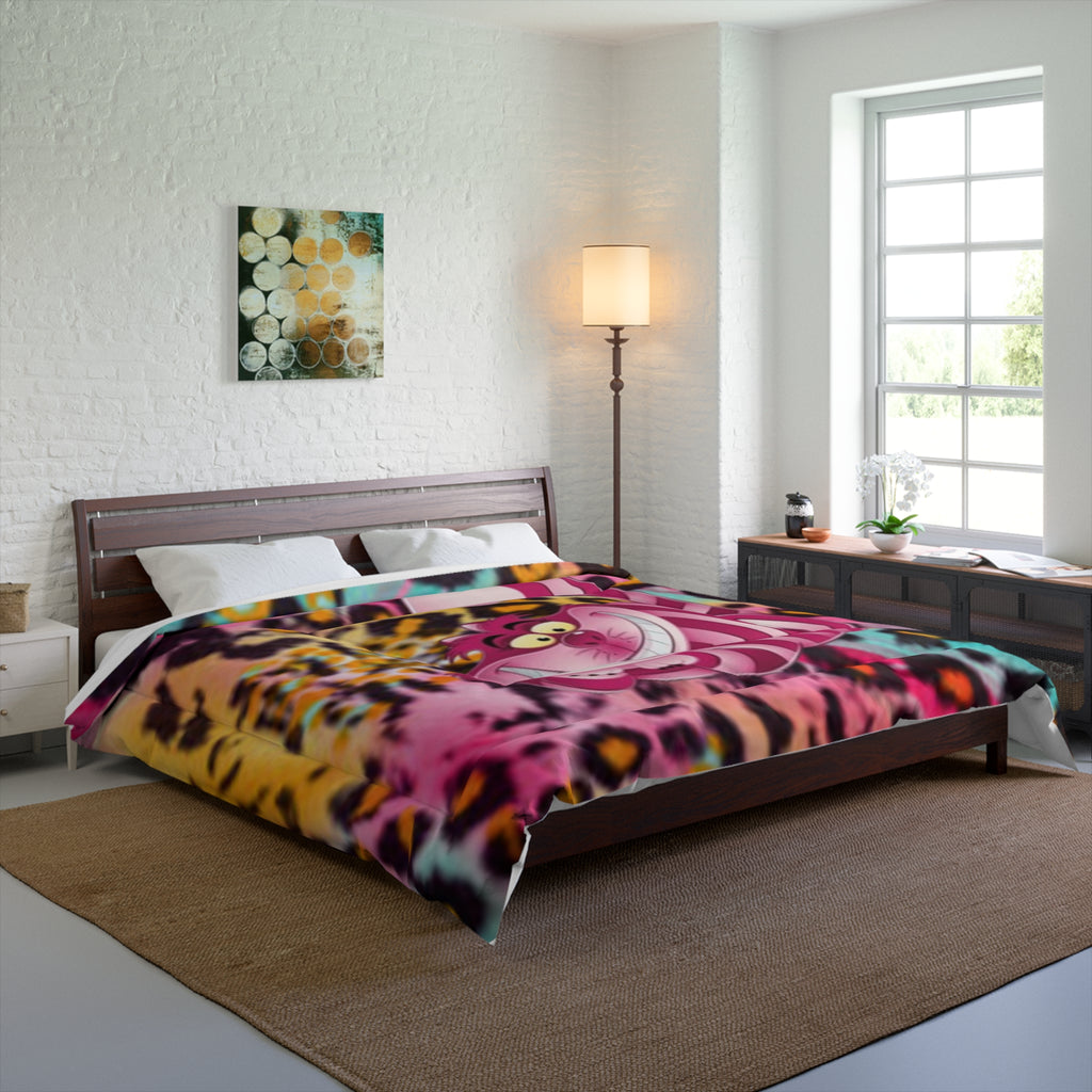 Cheshire Cat Leopard Print Comforter — Colorful Tie-Dye Animal Bedding