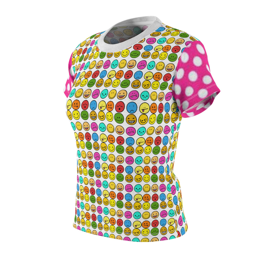 Women's Emoji T-shirt— Colorful Smiley All-Over Print Shirt