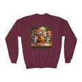 Youth Crewneck Sweatshirt — Colorful Cartoon Kittens Group Graphic