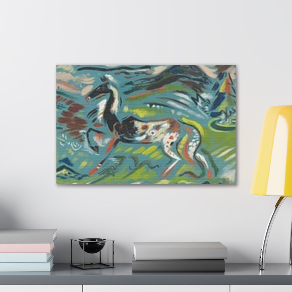 Abstract Horse Canvas Print — Colorful Surreal Animal Art on Stretched Canvas